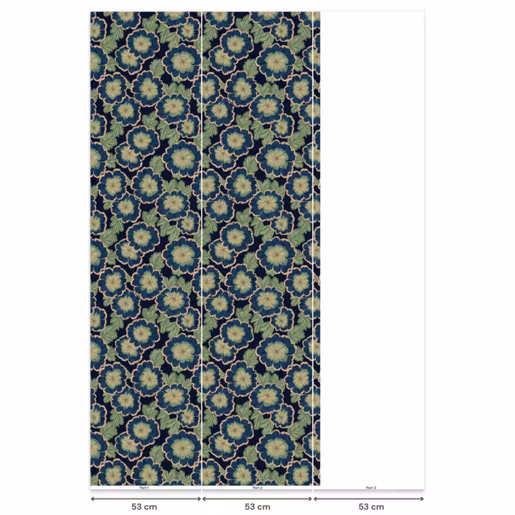 Bloemen - Borduurwerk - Patroon - Blauw - Groen Behang Vlies klein 1076 -USP_banen
