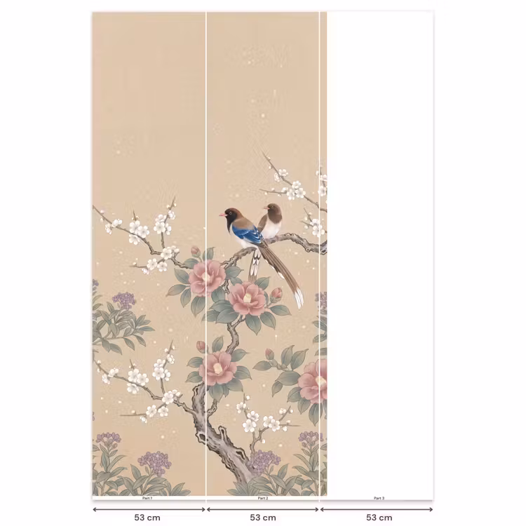 Bloemen - Vogels - Bloemen Behang Vlies klein -USP_banen