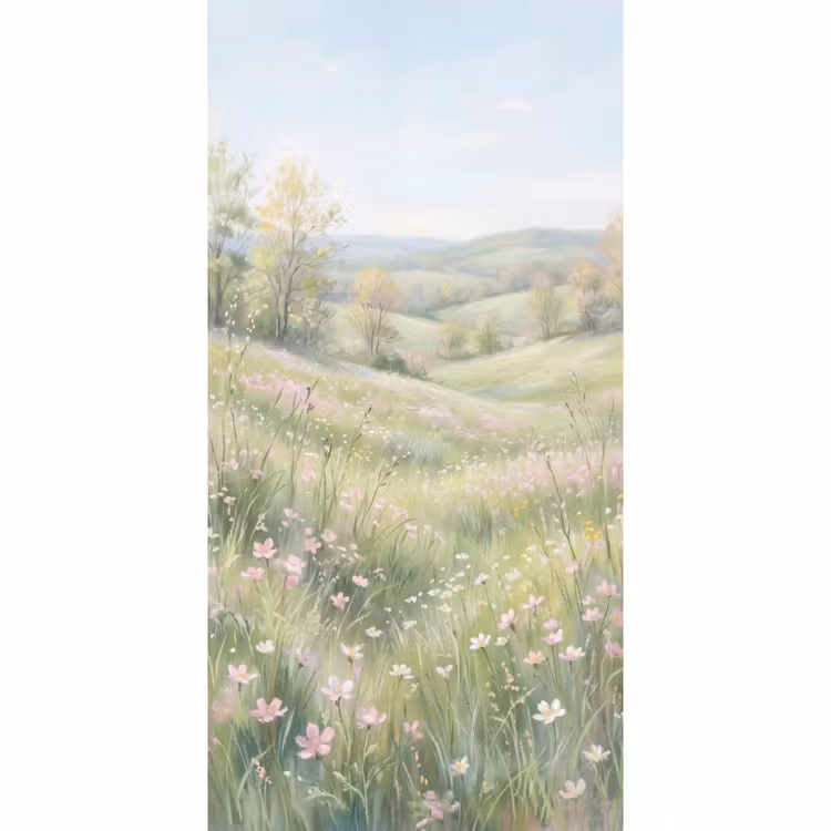 Bloemen veld - Bloemen - Groen Behang Vlies klein -3d_website