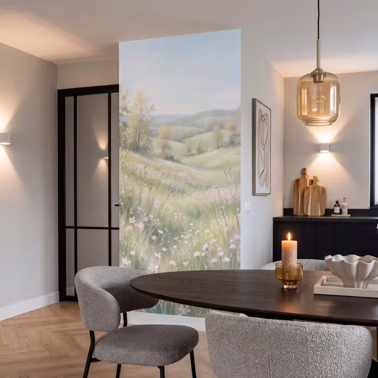 Bloemen veld - Bloemen - Groen Behang Vlies klein -sfeer3