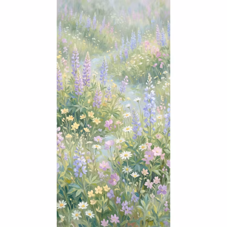 Bloemenveld - Heuvels - Kleurrijk Behang Vlies klein -3d_website