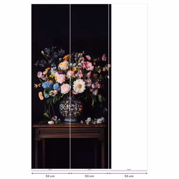 Bloemenvaas - Hout - Bloemen - Boeket Behang Vlies klein -USP_banen