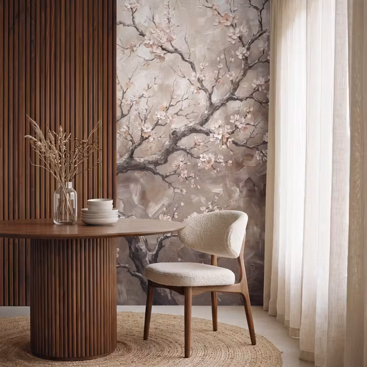 Bloesem - Takken - Schilderij - Beige - Serene Behang Vlies klein -sfeer1