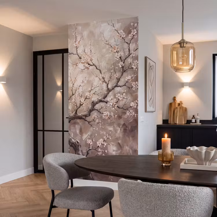 Bloesem - Takken - Schilderij - Beige - Serene Behang Vlies klein -sfeer3