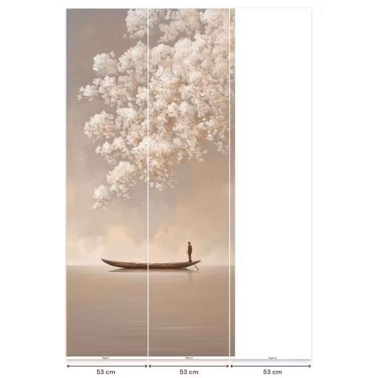 Bloesems - Wit - Boot - Minimalistisch Behang Vlies klein -USP_banen