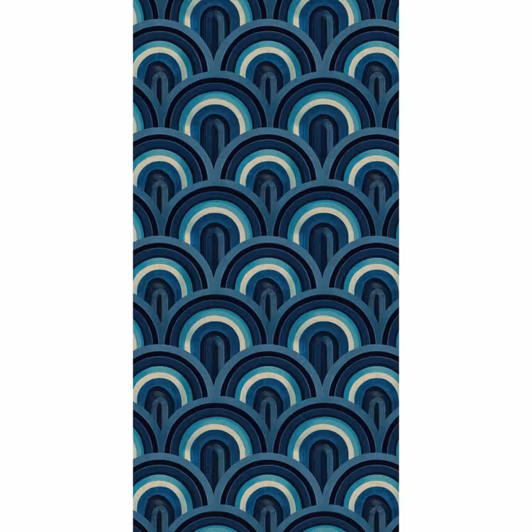 Bogen - Geometrisch - Patroon - Blauw - Retro Behang Vlies klein 1076 -3d_website