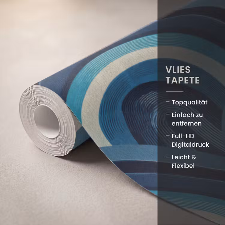 Bogen - Geometrisch - Patroon - Blauw - Retro Behang Vlies klein 1076 -USP_closeupDE