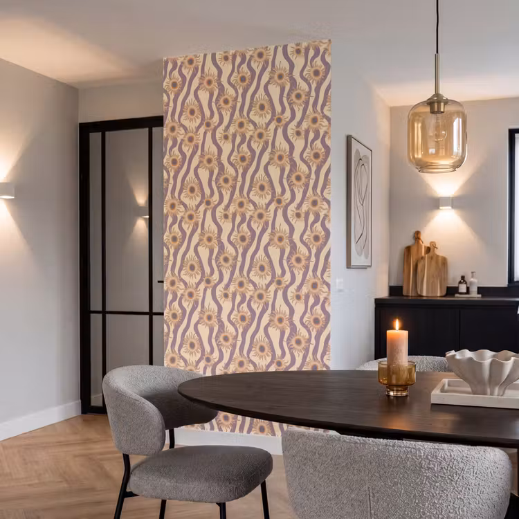 Bohemian - Vibe - Lavendelpaars Behang Vlies klein 1076 -sfeer3