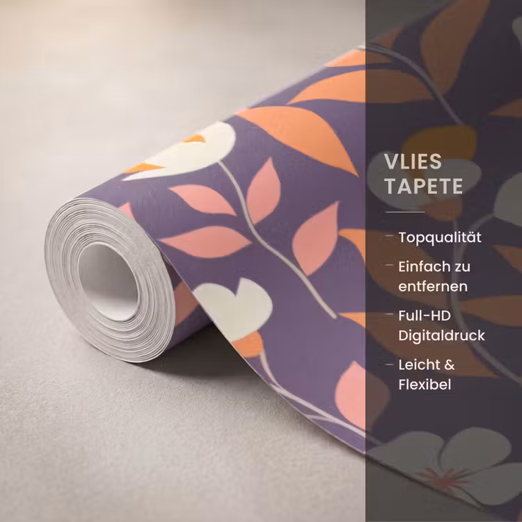 Boho - Vintage - Paars Behang Vlies klein 1076 -USP_closeupDE