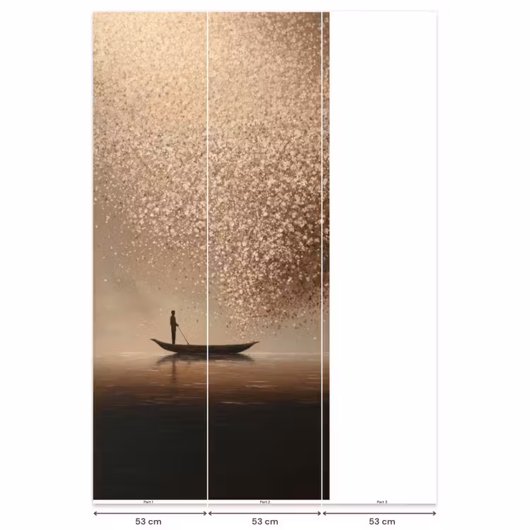 Bootje - Blaadjes - Goud - Water Behang Vlies klein -USP_banen