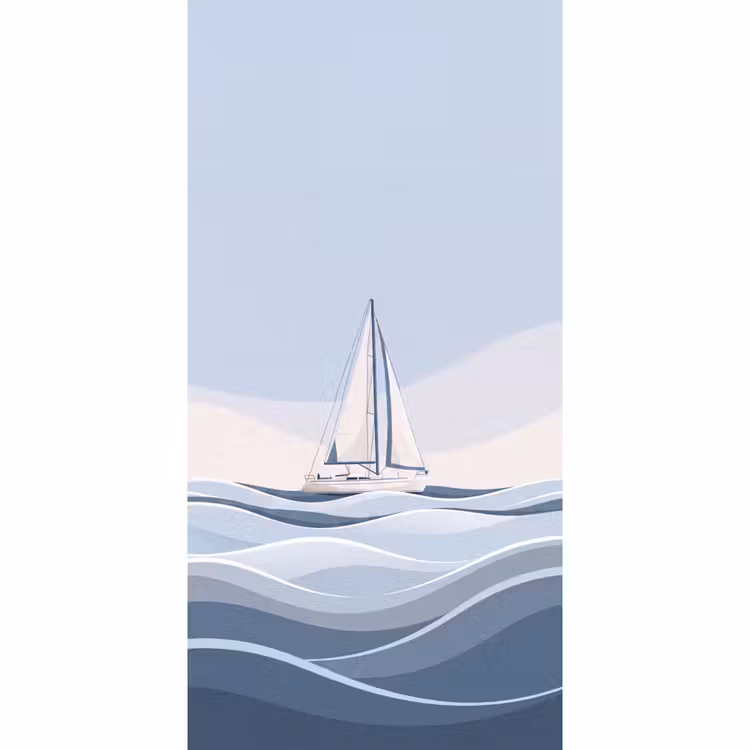 Boot - Zeil - Zee - Modern - Beige Behang Vlies klein -3d_website