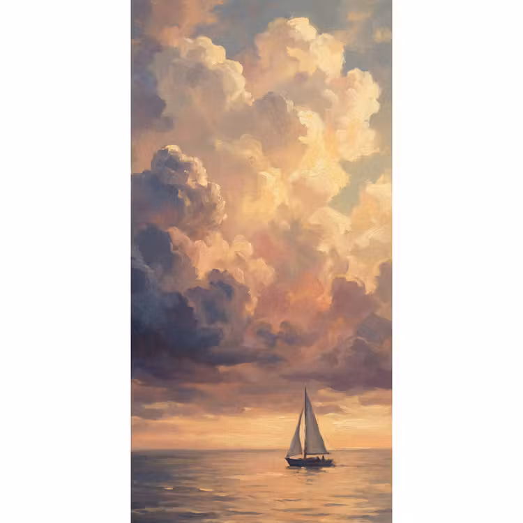 Boot - Zonsondergang - Zee - Natuur - Goud Behang Vlies klein -3d_website