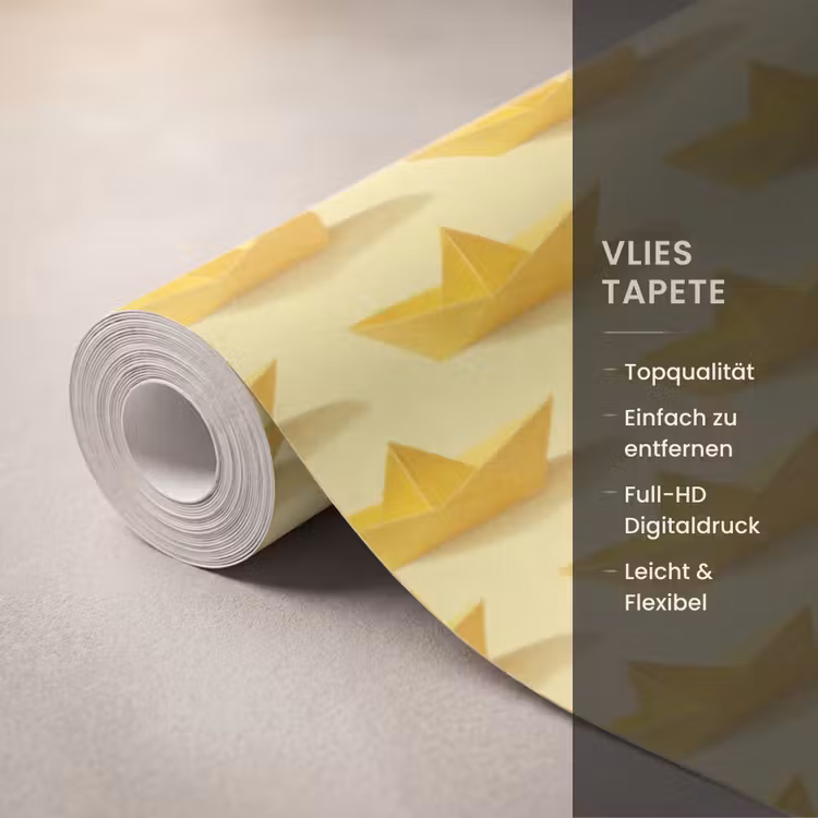 Bootjes - Origami - Creatief - Geel Behang Vlies klein 1076 -USP_closeupDE
