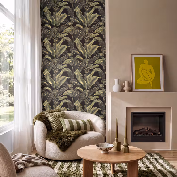 Botanisch - Bladeren - Groen Behang Vlies klein 1076 -sfeer2