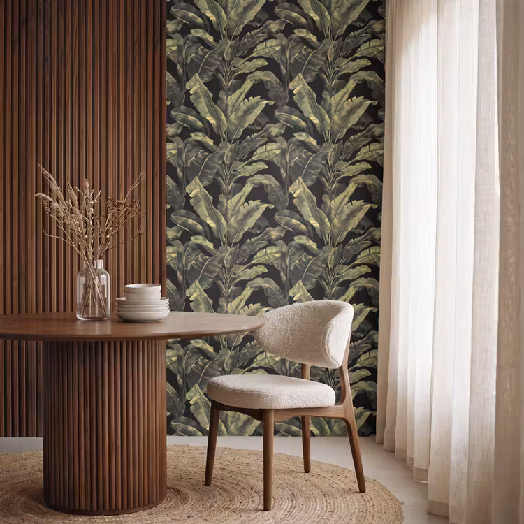 Botanisch - Bladeren - Groen Behang Vlies klein 1076 -sfeer1