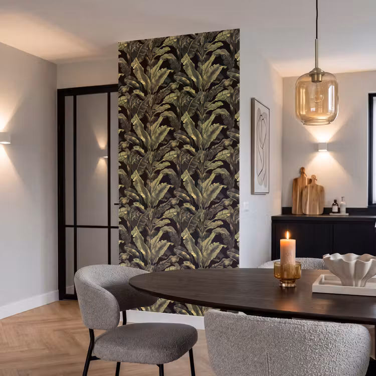 Botanisch - Bladeren - Groen Behang Vlies klein 1076 -sfeer3