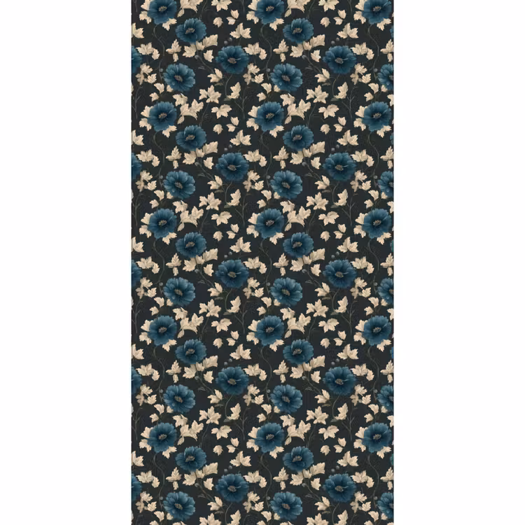 Botanisch - Bloemen - Blauw Behang Vlies klein 1076 -3d_website