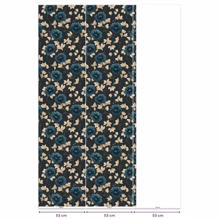 Botanisch - Bloemen - Blauw Behang Vlies klein 1076 -USP_banen