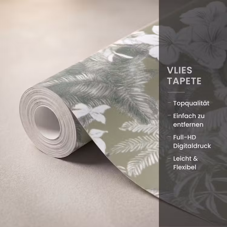 Botanisch - Bloemen - Groen Behang Vlies klein 1076 -USP_closeupDE