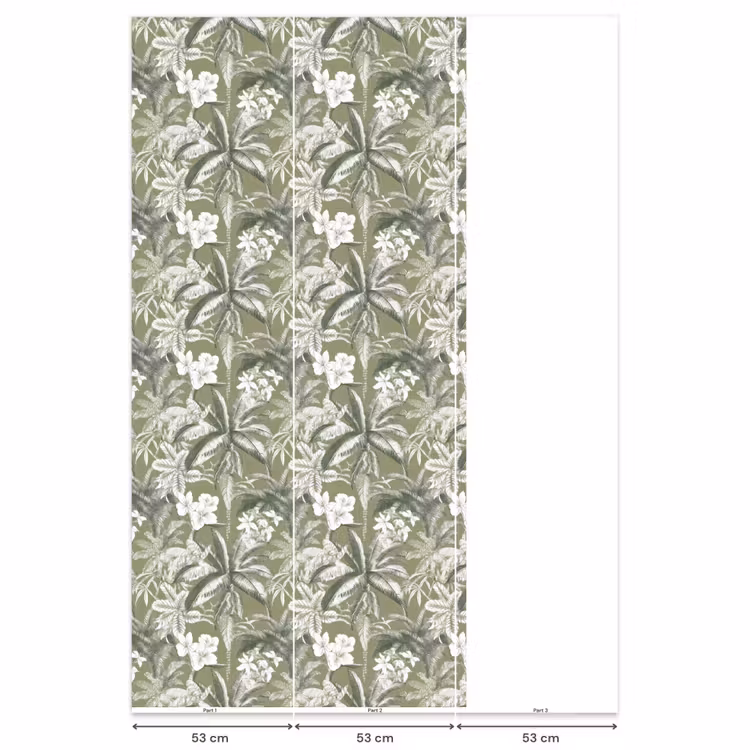 Botanisch - Bloemen - Groen Behang Vlies klein 1076 -USP_banen