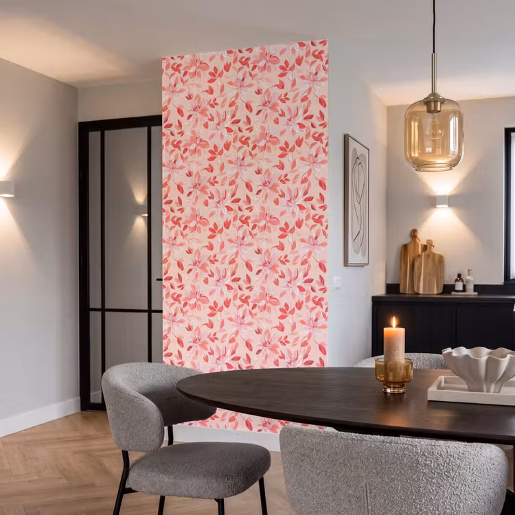 Botanisch - Bloemen - Rood Behang Vlies klein 1076 -sfeer3