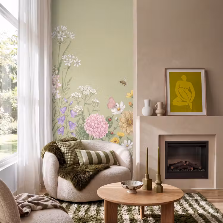 Botanisch - Bloemen - Kleurrijk Behang Vlies klein -sfeer2