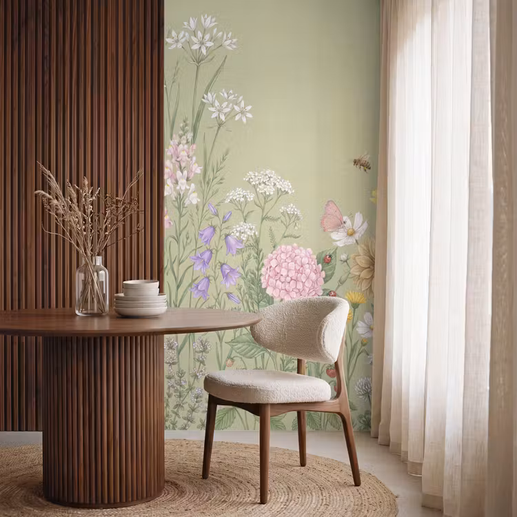 Botanisch - Bloemen - Kleurrijk Behang Vlies klein -sfeer1