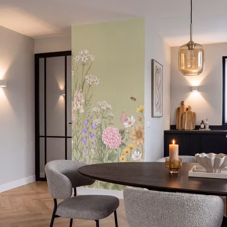 Botanisch - Bloemen - Kleurrijk Behang Vlies klein -sfeer3