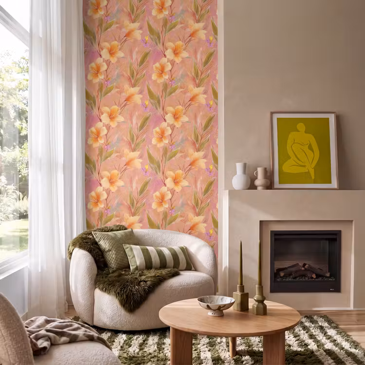 Botanisch - Bloemen - Kleurrijk Behang Vlies klein 1076 -sfeer2