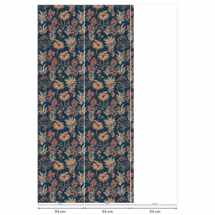 Botanisch - Patroon - Blauw Behang Vlies klein 1076 -USP_banen