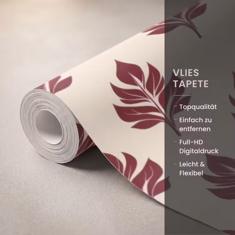 Botanisch - Patroon - Bordeaux Behang Vlies klein 1076 -USP_closeupDE
