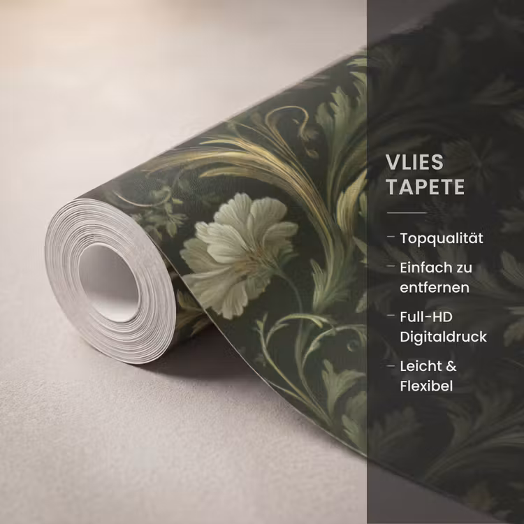 Botanisch - Naadloos - Bloemen Behang Vlies klein 1076 -USP_closeupDE