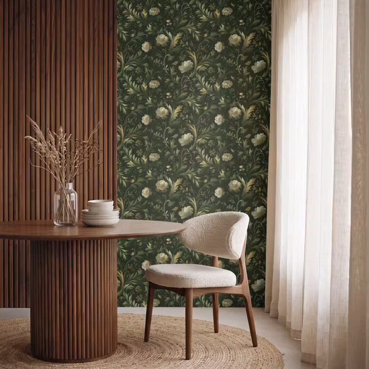 Botanisch - Naadloos - Bloemen Behang Vlies klein 1076 -sfeer1