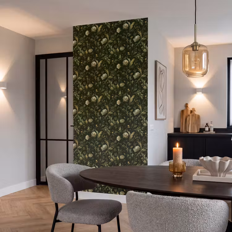 Botanisch - Naadloos - Bloemen Behang Vlies klein 1076 -sfeer3
