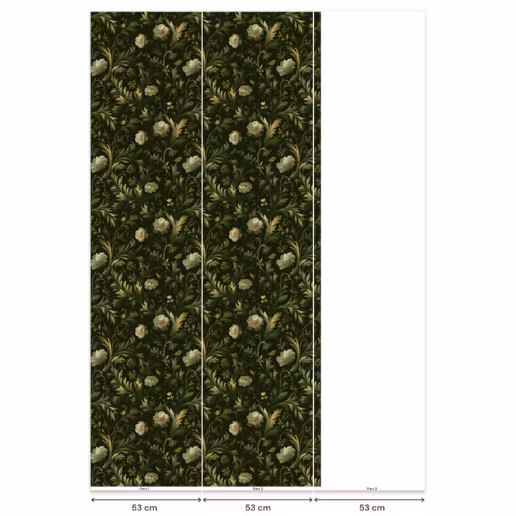 Botanisch - Naadloos - Bloemen Behang Vlies klein 1076 -USP_banen