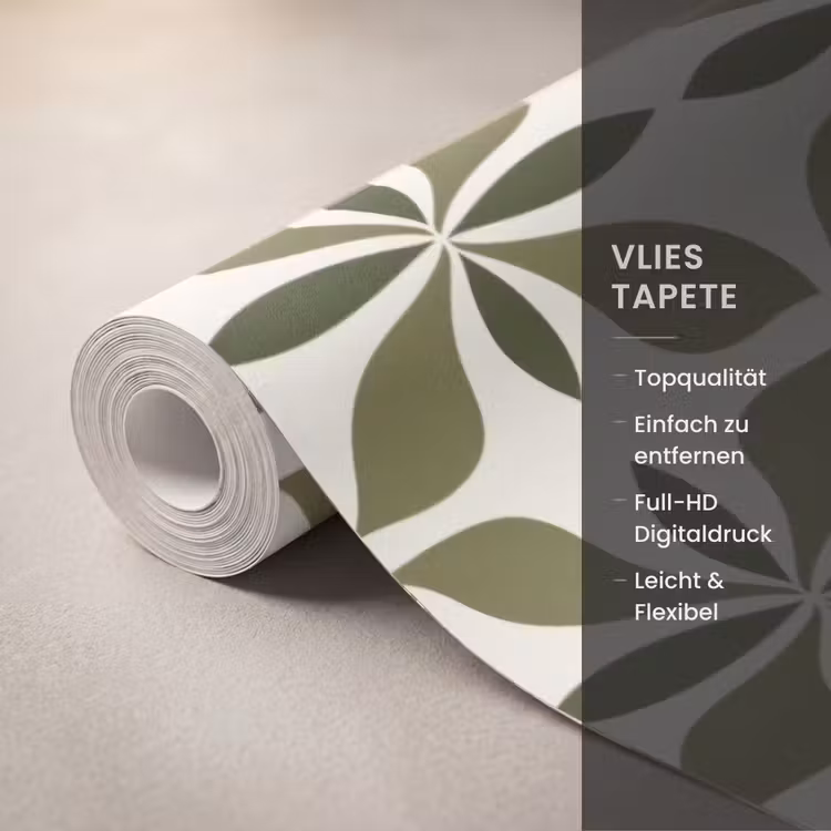Botanisch - Retro - Groen Behang Vlies klein 1076 -USP_closeupDE