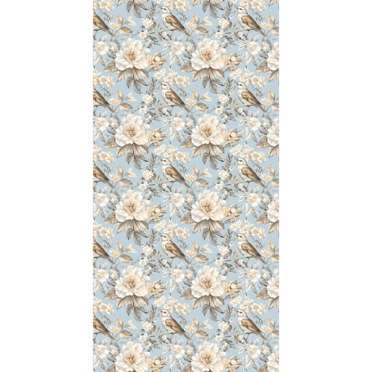 Botanisch - Zangvogel - Blauw Behang Vlies klein 1076 -3d_website