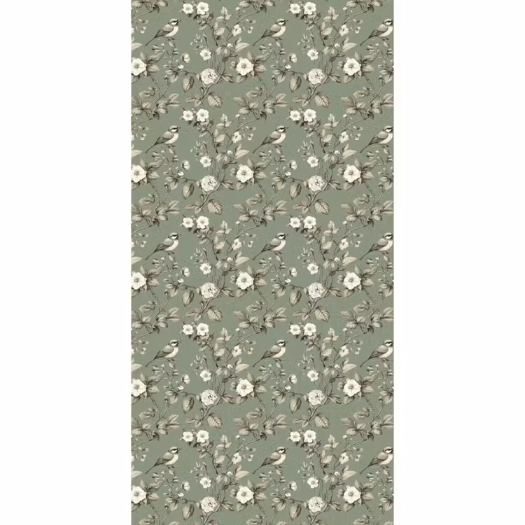 Botanisch - Vogels - Groen Behang Vlies klein 1076 -3d_website