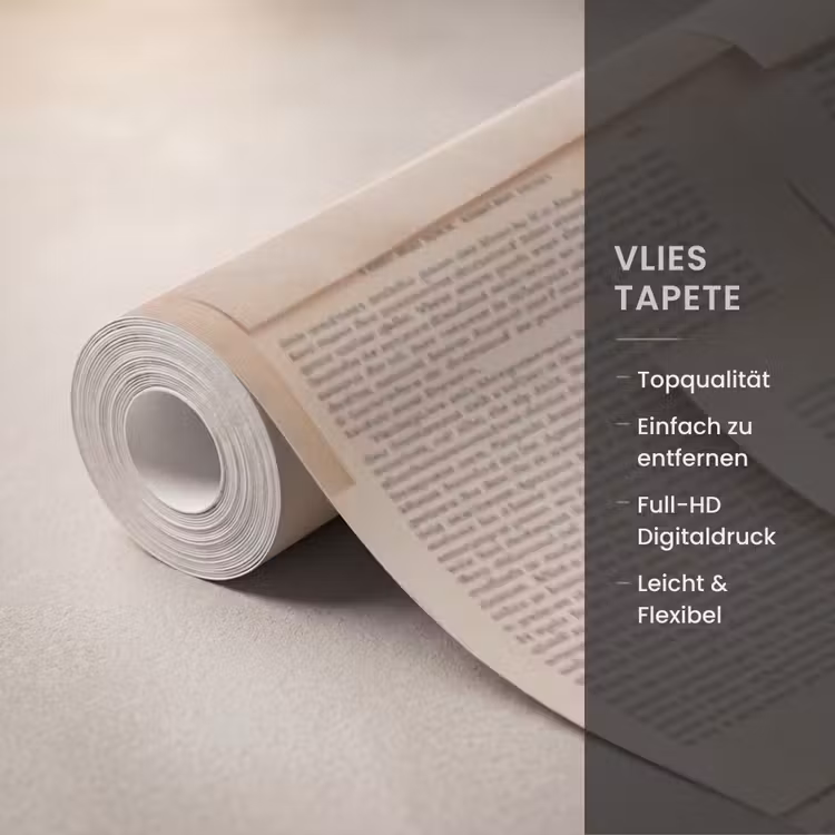 Boekpagina - Collage - Literatuur - Vintage - Beige Behang Vlies klein -USP_closeupDE