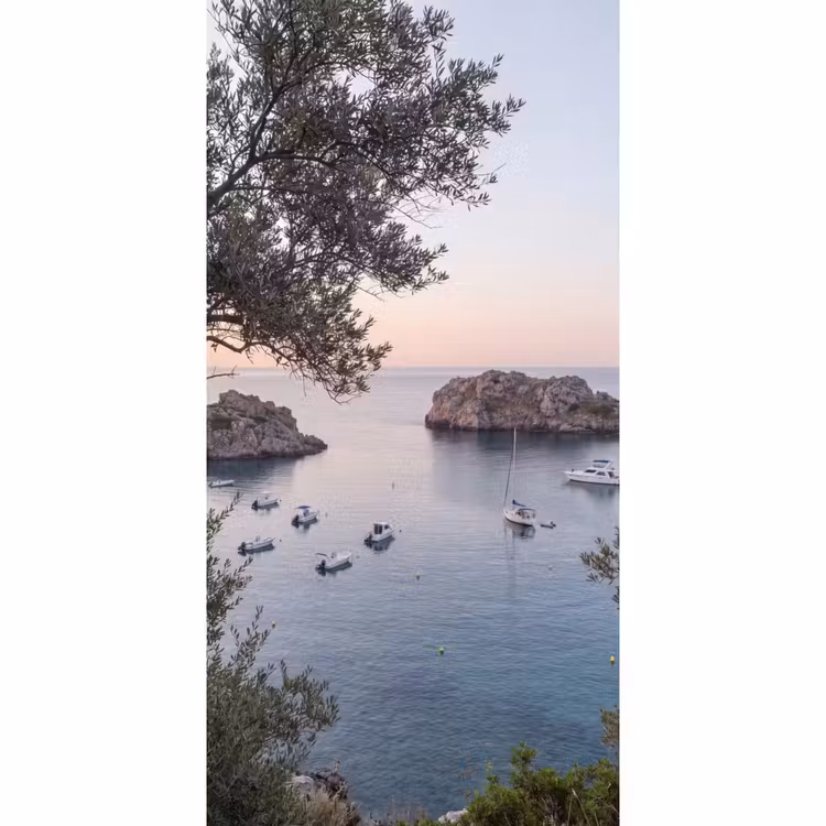Tapete - Bucht – Boote – Sonnenuntergang - Baai - boten - zonsondergang Behang Vlies klein
