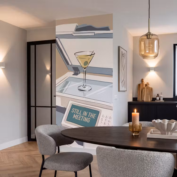 Kantoor - Drank - Humor - Illustratie Behang Vlies klein -sfeer3