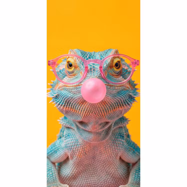 Kameleon - Kauwgom - Kleurrijk Behang Vlies klein -3d_website