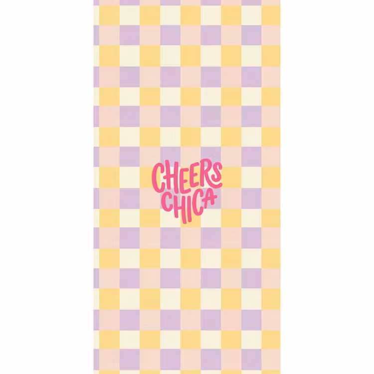Cheers Chica - Ruitjes - Lila - Geel Behang Vlies klein -3d_website