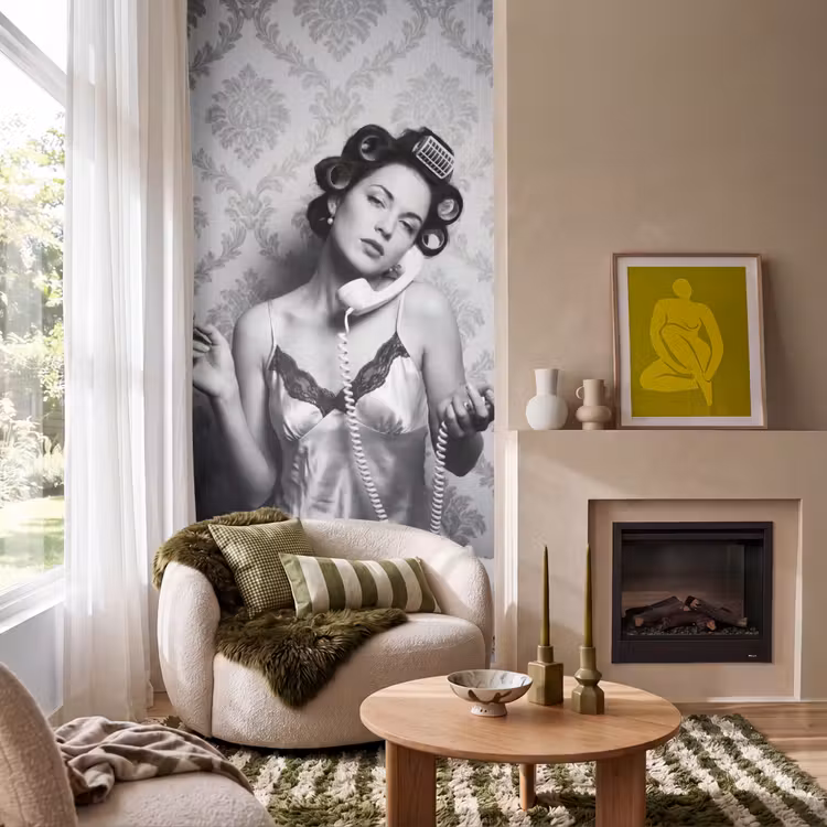 Chic - Vrouw - Zwart - Wit Behang Vlies klein -sfeer2
