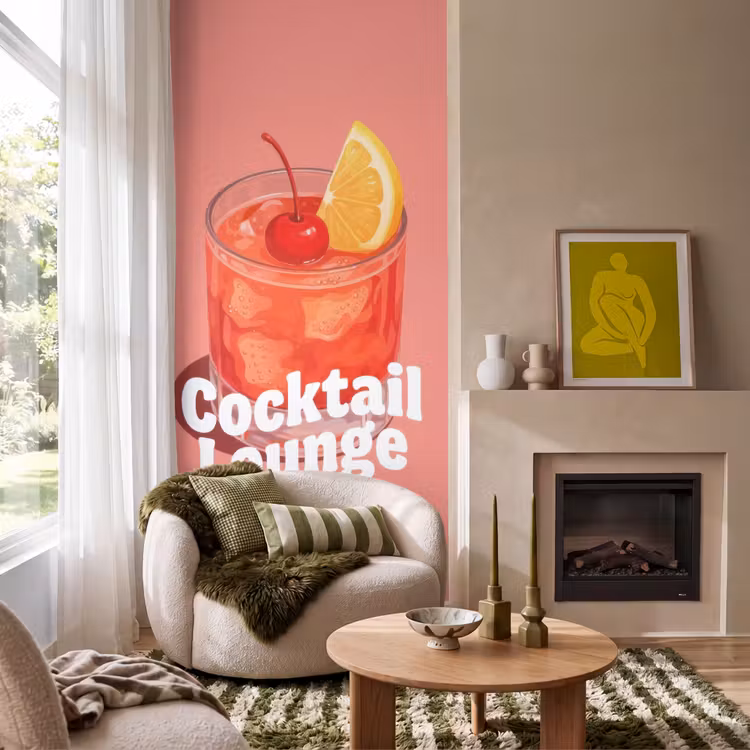 Cocktail Lounge - Glas - Koraal Behang Vlies klein -sfeer2