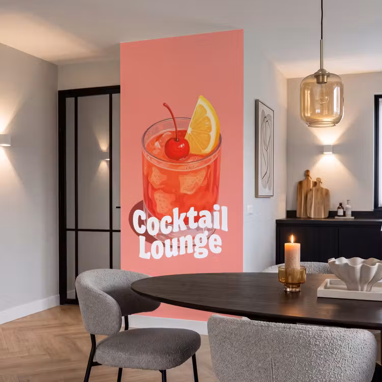 Cocktail Lounge - Glas - Koraal Behang Vlies klein -sfeer3