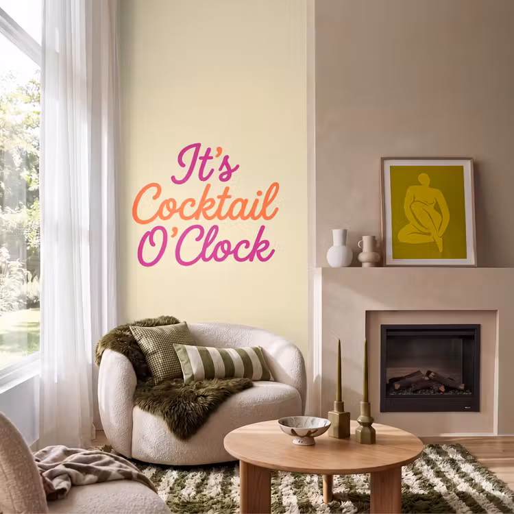 Cocktail O'Clock - Geel - Retro Behang Vlies klein -sfeer2