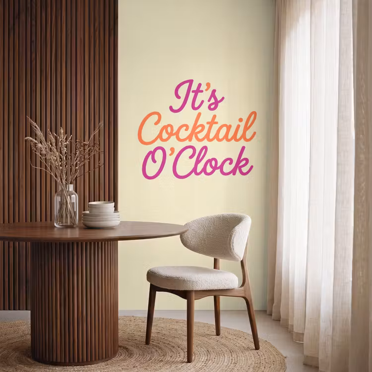 Cocktail O'Clock - Geel - Retro Behang Vlies klein -sfeer1