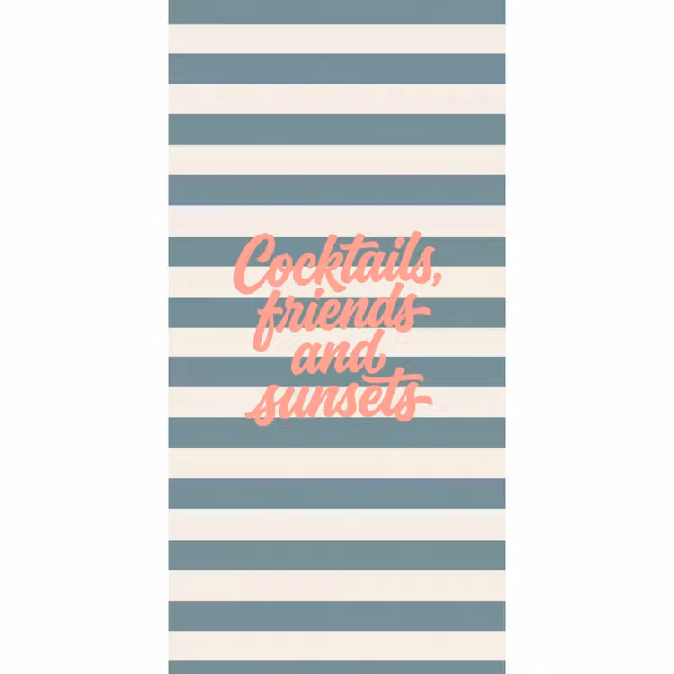 Cocktails - Strepen - Blauw - Koraal Behang Vlies klein -3d_website
