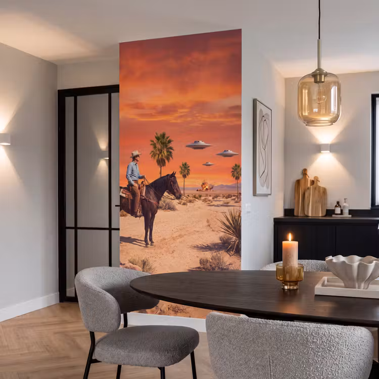Tapete - Cowboy – Pferd – Wüste - Cowboy - Paard - Woestijn Behang Vlies klein